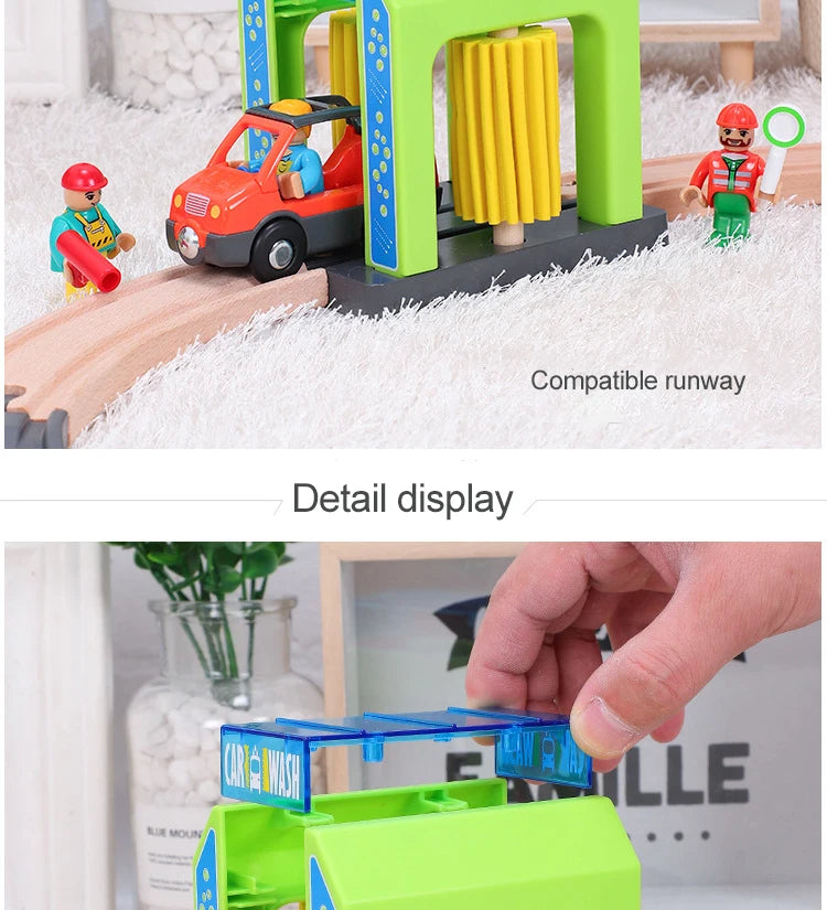 Set Police Thief Catching Building Block Suit Compatible With Wooden Train Track Plastic Police Station Children's Toys Gifts