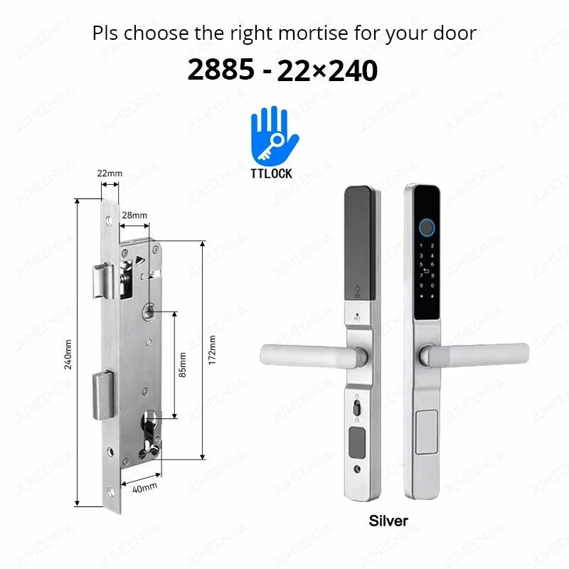 TTLock APP Waterproof Fingerprint Password Smart Lock For Outdoor Pull Push Sliding Aluminum Door 2885/ 3585/ 4585 /6085 Mortise