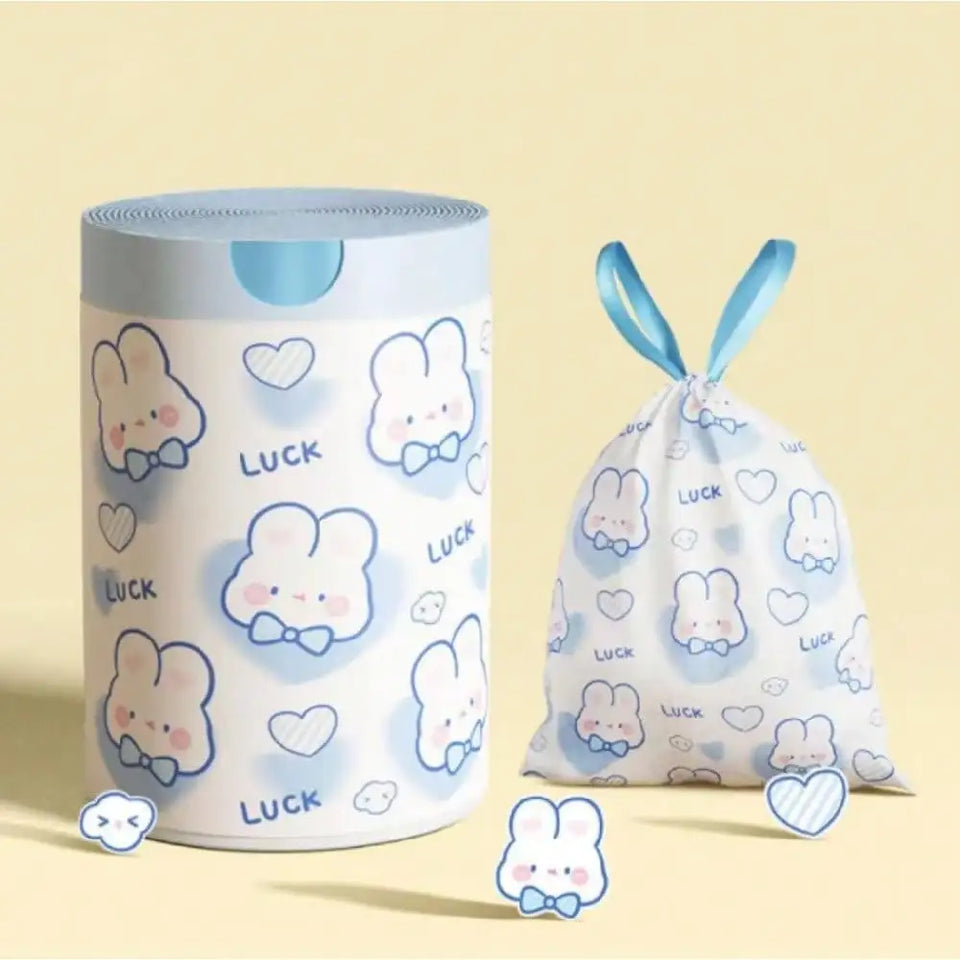 100PCS Cartoon Drawstring Trash Bags, 19.7x17.7in Thickened Unscented Liners for Kitchen, Bathroom, Office