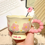 Girls Souvenir Coffee Mug Household Ceramic Cup High Quality Cup Mugs Coffee Miilk Cups Water Cup Birthday Gift Creative Flower