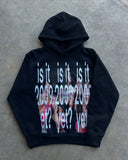 Mens Black Hooded Sweatshirt Green Head Character Graphic Red Text Print American Style Unique Creative Loose Fit Trendy Casual