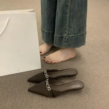 Sandalias De Mujer Verano 2025 Luxury Women's Sandals in Summer Design Pointed Low Heel Sexy Women's  Outdoor Muller Shoes.
