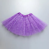 Kids Baby Star Glitter Dance Tutu Skirt For Girl Sequin 3 Layers Tulle Toddler Pettiskirt Children Chiffon 2-8T