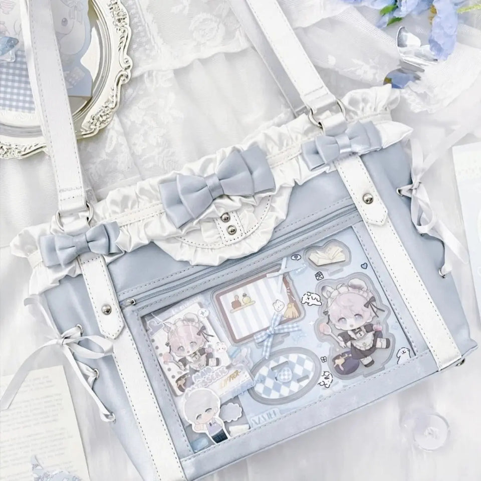 New Fashion Design for Girls Y2K Ulzzang Ita Bag Sweet Preppy Style Shoulder Bag for Women Large Capacity Ribbon Bow Tote Bag