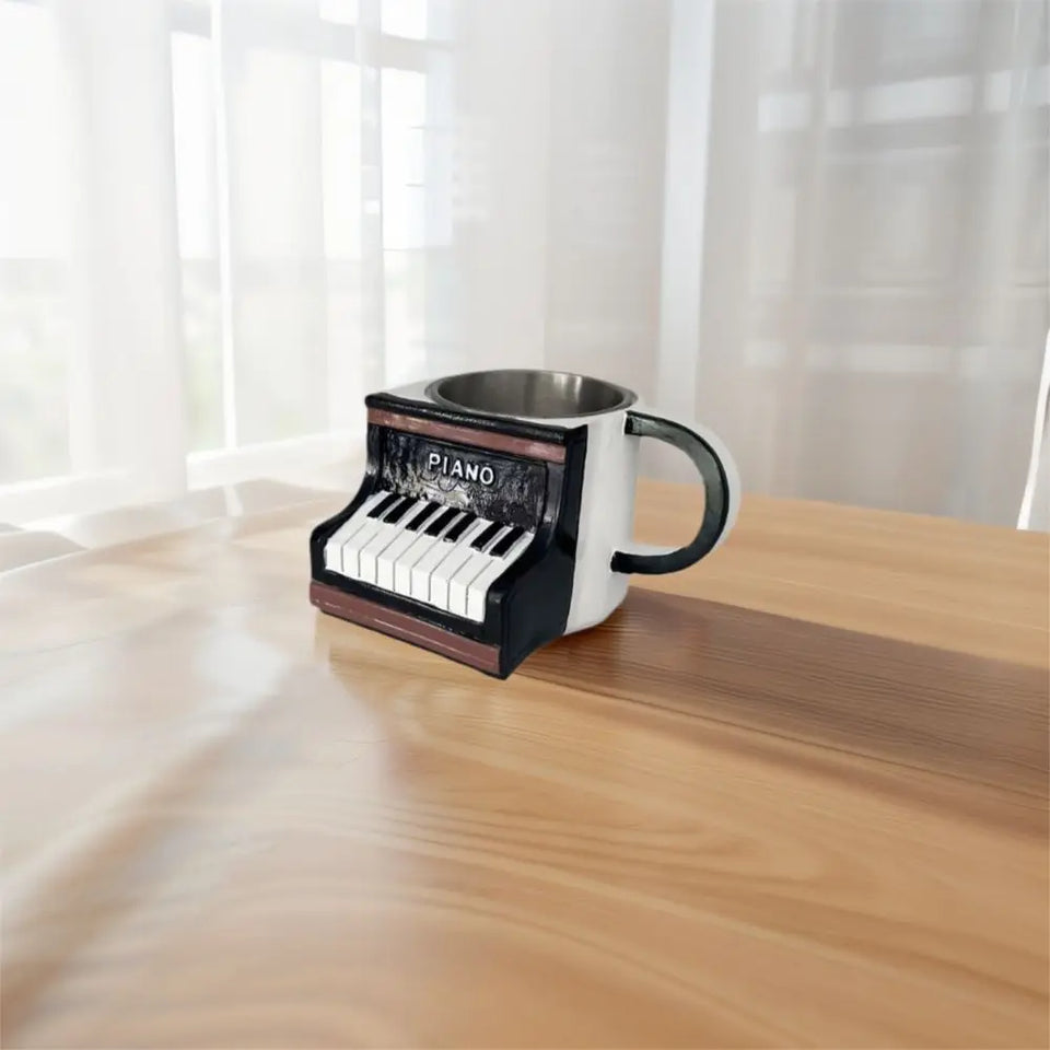 Stainless Steel Musical Instrument Coffee Mug Ornament Durable Guitar Style Water Cup Easy To Clean Comfortable Handle