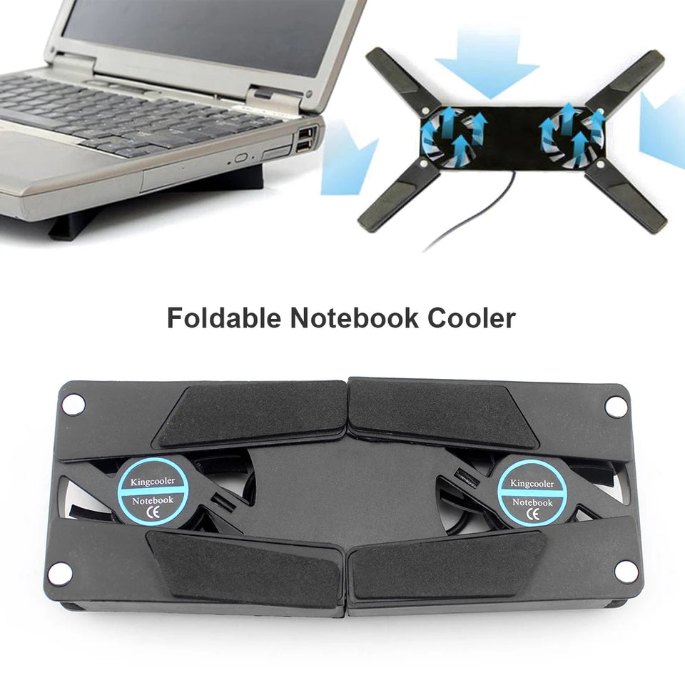 1-5PCS Air-cooling Laptop Cooler Bracket USB Powered Cooling Dock Laptop Cooling Pad 2 Fan for Notepad Universal PC Computer