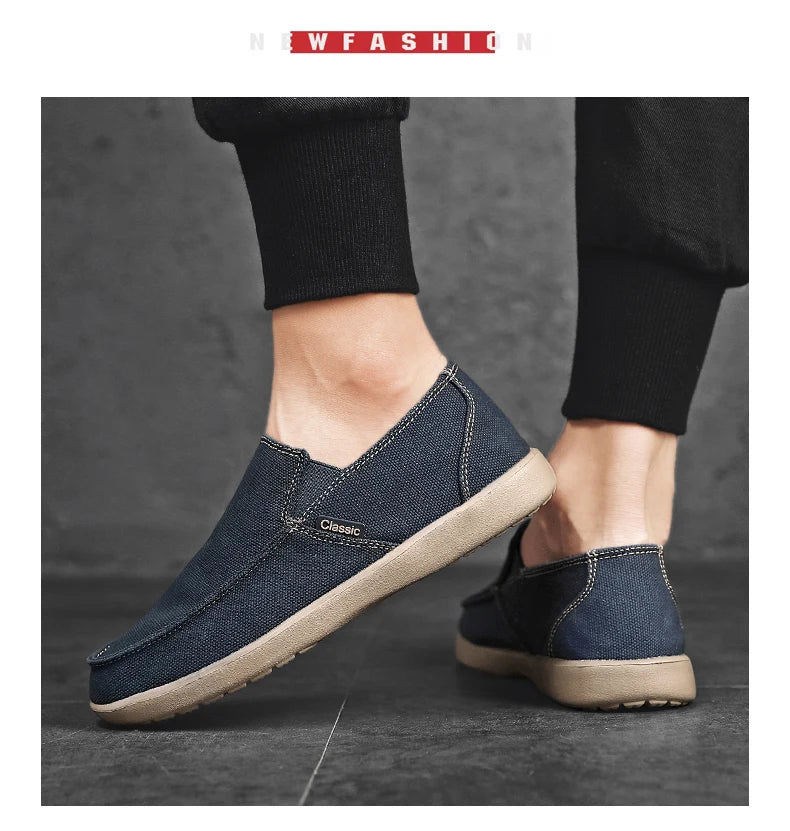 Fashion Men's Sneakers Canvas Breathable Men's Walking Driving Shoes Comfortable Outdoor Men Flats Casual Shoes Tenis Masculino
