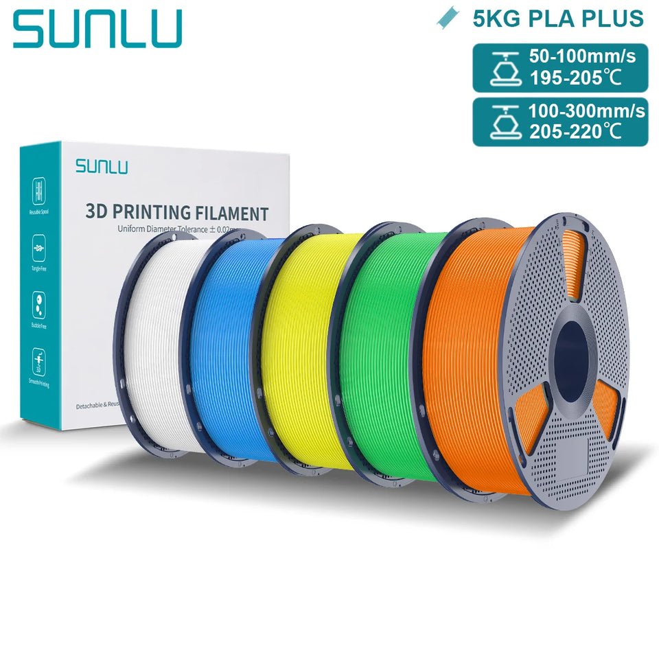 SUNLU Pla Plus 3D Filament 1.75mm Good Toughness Multicolor Neatly Wound PLA+ Filaments for FDM 3D Printing Materials 5KG