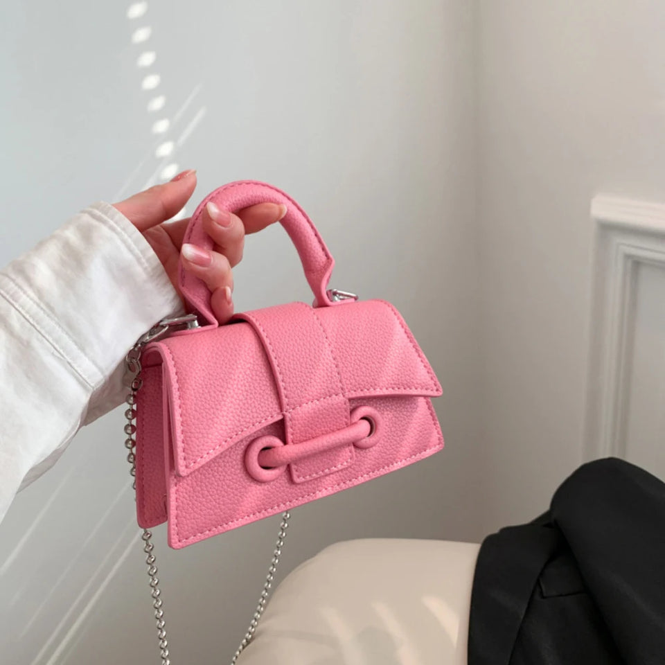 Women Mini Handbag Korean Style Chic Solid Texture Chain Crossbody Bag Ladies Summer High-Grade New Lipstick Commuter Bags