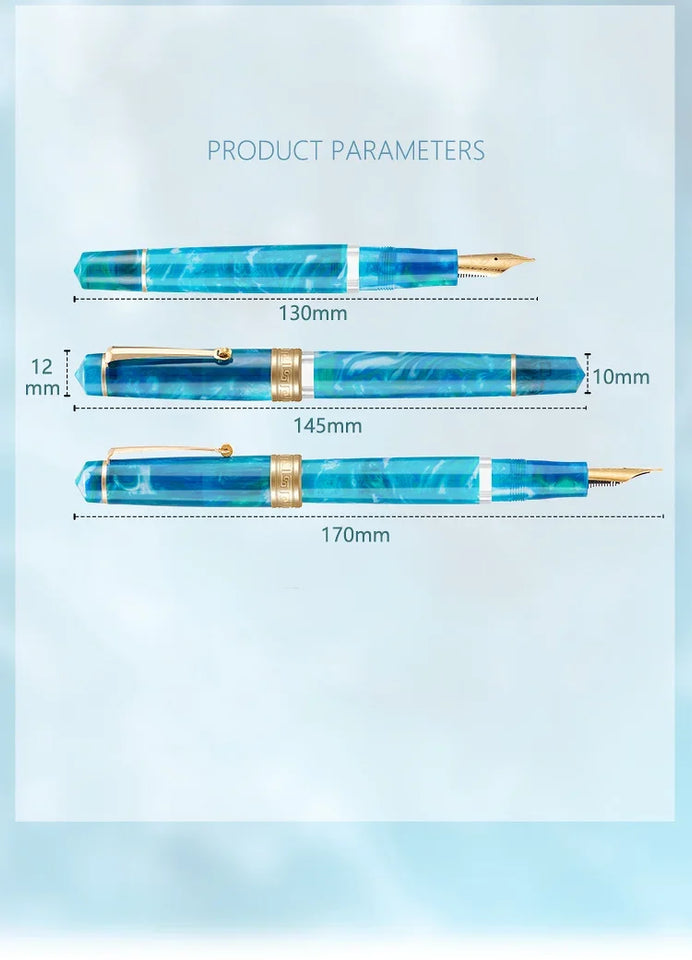 Smooth Asvine P20 Piston Filling Fountain Pen Acrylic Beautiful Patterns EF/F/M Nib with Golden Clip Writing Office Gift Box Pen