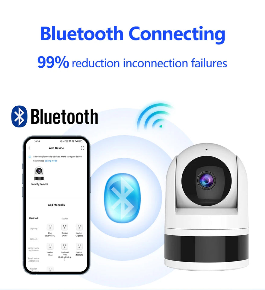 Tuya WiFi Camera 1080P HD Indoor Security Monitor Smart Life APP Real-time Surveillance Camera Supports Two-way Voice Intercom