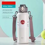GIANXI 1000ml Spring Cap Large Capacity Vacuum Cup 316 Stainless Steel Coffee Cup Portable Outdoor Sports Water Bottle