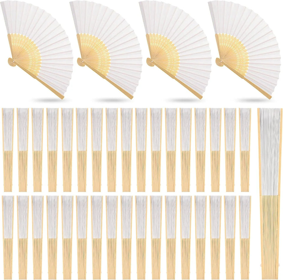1-50PCS Paper Bamboo Folding Hand Fan Wedding Personalized Fans Party Decor Art Craft DIY Folding Fan for Wedding Party Decor