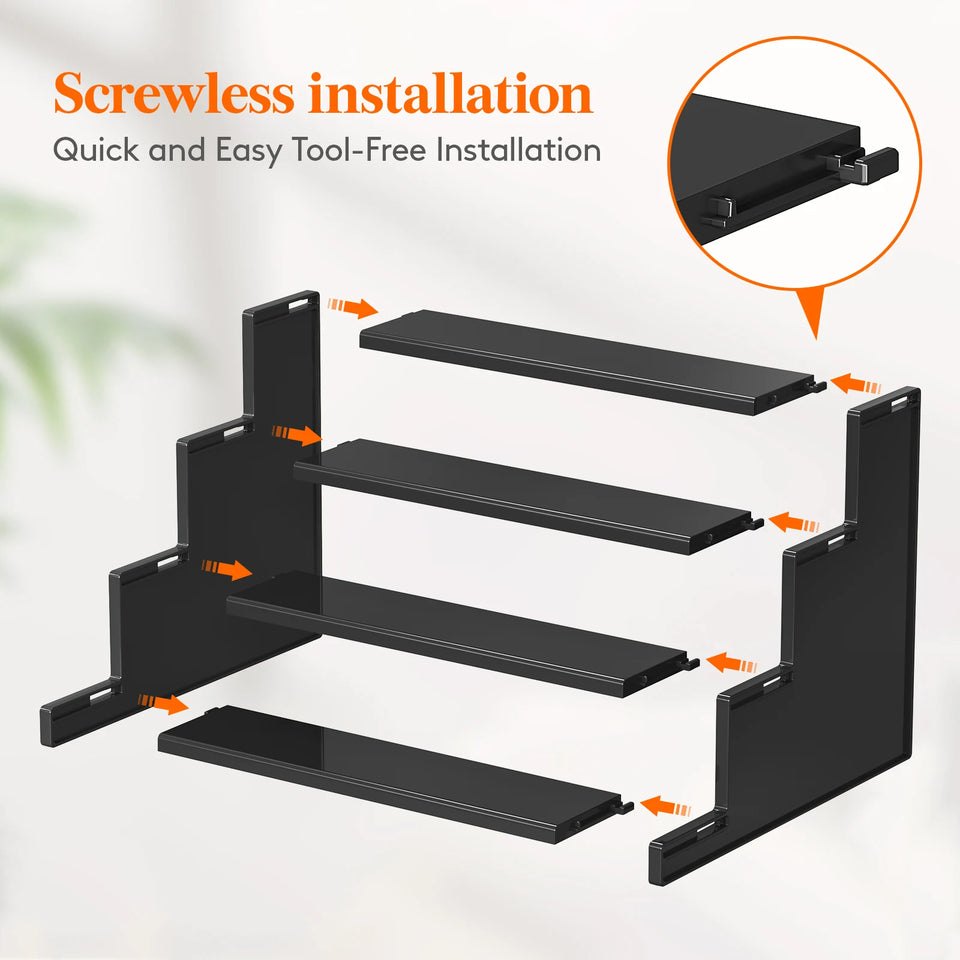 Dark Cologne Stand, Step Perfume Organizer, Tool-free Assembly, Display Stand Shelf for Fragrance, Skincare, Figurine, Dessert