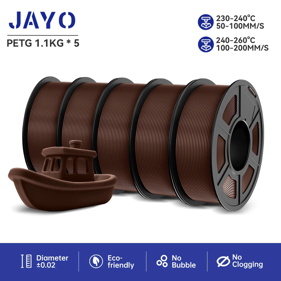 JAYO filaments petg 5Rolls Mixed colors 3D Printer Filament 1.75mm 100% No Bubble FDM 3D Printer Materials DIY Gift 1.1KG/1rolls