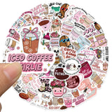 50pcs Funny Coffee Stickers Cute Cartoon Animals Decal DIY Handbook Laptop Phone Suitcase Stationery Stickers For Teens Gift