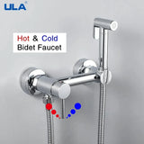 ULA Brass Bidet Faucet Black Toilet Faucet Handheld Toilet Bidet Sprayer Set Hygienic Shower Hot Cold Water Mixer Shower Head