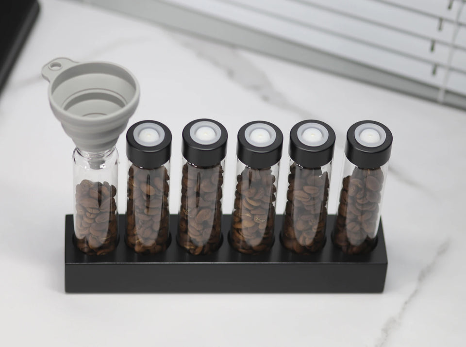 Coffee Beans Storage Container Display Rack Walnut Tea Tube Bottle Glass Espresso Coffee Accessories Tool Barista Coffeware Sets