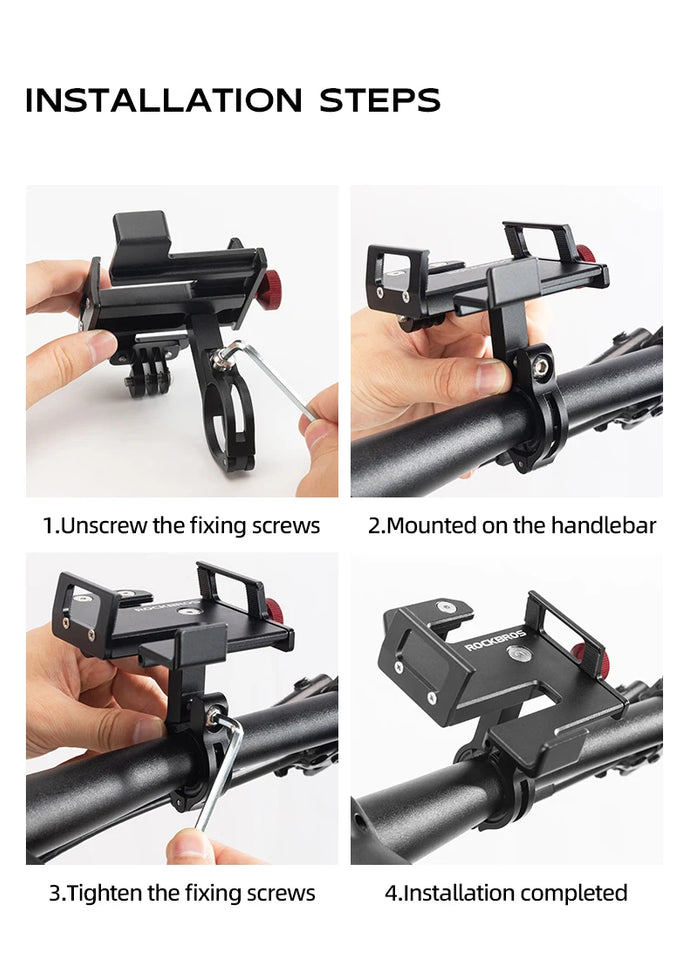 ROCKBROS Bike Phone Holder 360° View Bicycle Phone Holder for 4.7-7 inch Mobile Phone Moto Motorcycle Bracket Shockproof Bracket