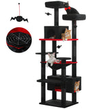 Multi-Level Cat Tree Tower with Scratching Posts&Board, Hammock, Cat Condo, Spacious Top Perch,Dangling Balls for Indoor Cats