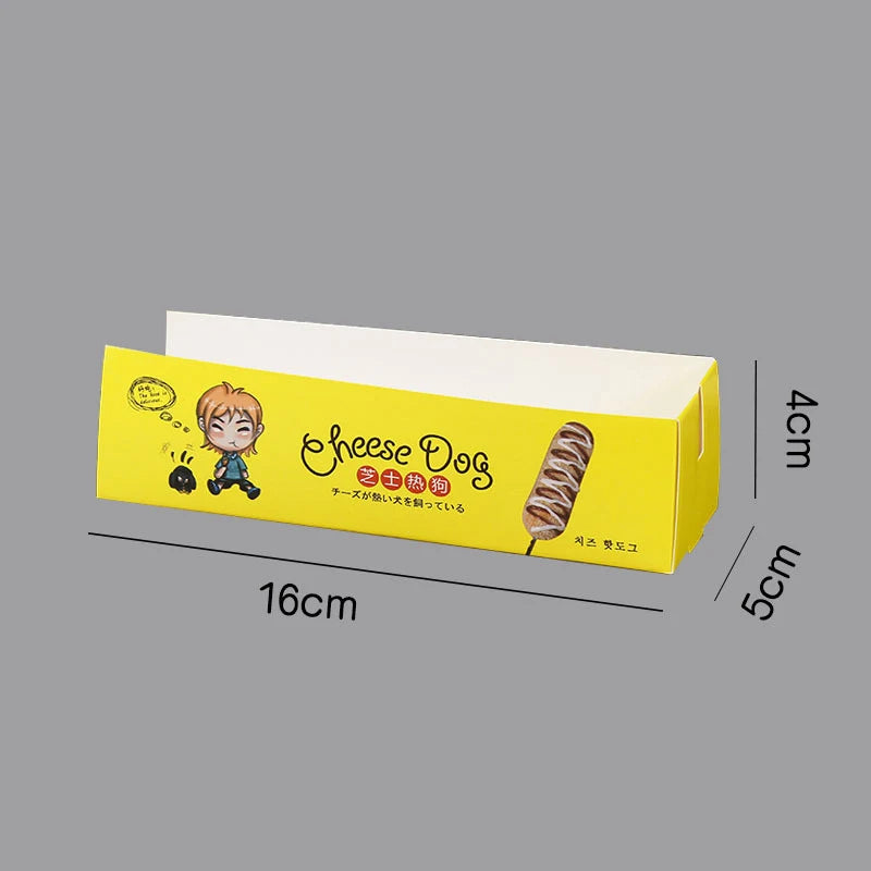 100pcs/lot Hot Dog Packaging Box Sausage Snack Food Boat Boxes Disposable Party Food Serving Tray Catering Takeaway Paper Box