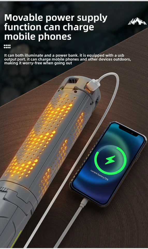 CLS 8000mAh New Outdoor Multifunctional 1m Retractable Camping Light Camp Canopy Tent LED Flame Light Ambient Emergency Lighting