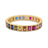 New Arrivals Geometric Bohemian Rainbow Cubic Zirconia Stretchy Stretch Tennis Bracelet Fashion Gold Plated Jewelry For Women