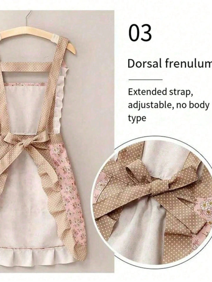 1PC Pink Lovely Canvas Apron Female Household Kitchen Cooking Antifouling Breathable Wear Cleaning Suitable