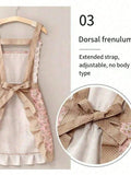 1PC Pink Lovely Canvas Apron Female Household Kitchen Cooking Antifouling Breathable Wear Cleaning Suitable
