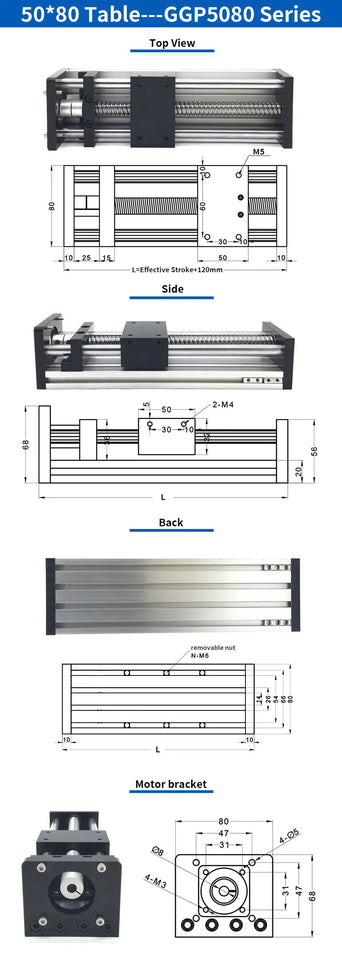 Linear Rail Kit Sliding Table Ball Screw Module Slide Stage 50-300mm Stroke Nema23 Stepper Motor 1.2Nm Power Supply Driver CNC