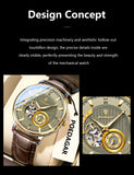 POEDAGAR Fashion Business Men Watch Waterproof Luminous Hollow Tourbillon Male Clock Automatic Mechanical Leather Men's Watches