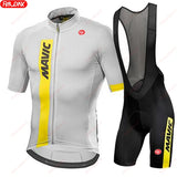RX MAVIC 2024 New Summer Men's Cycling Set Road Bicycle Breathable Short Sleeve Bib Shorts Bicycle Moisture Wicking Sweatshirt
