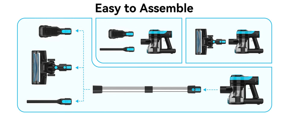 TASVAC 28KPa Cordless Vacuum Cleaner Powerful Suction 6-in-1 Lightweight Handheld Stick Vacuum 40min Runtime for Carpet Pet Hair