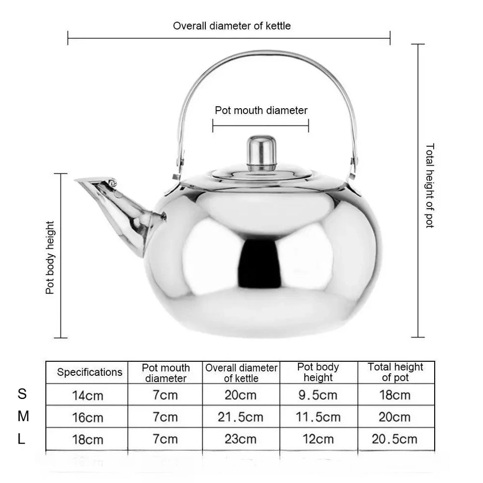 Teapot with Infuser Stainless Steel Tea Kettle Coffee Pot Portable Loose Leaf Hot Water Pot for Home Office Camping Kitchenware