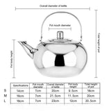 Teapot with Infuser Stainless Steel Tea Kettle Coffee Pot Portable Loose Leaf Hot Water Pot for Home Office Camping Kitchenware