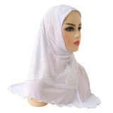 New Arrivals 70*60CM Women Crystal Hemp Turban Hats Lace Splicing Muslim Head Wrap Fashion Scarves Hijab For Lady