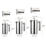 350ml/800ml/1000ml French Press Coffee Maker Stainless Steel Double Walled Insulated Coffee Maker Pot coffee maker coffee pot
