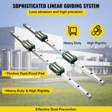 VEVOR HGR20 2PCS Linear Guide Rails 600-2000MM 4PCS Slide Blocks RM1605 Ballscrew W/ Ball Nut BF12/BK12 Nut for CNC DIY Routers