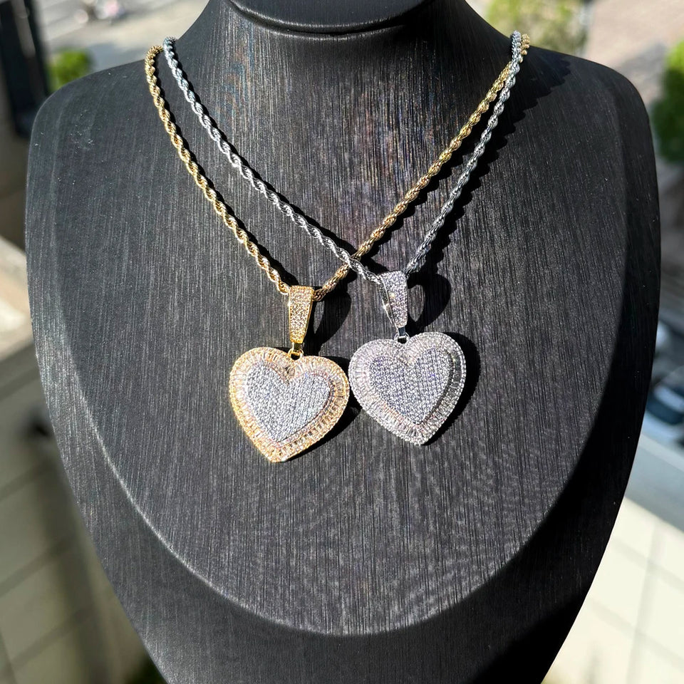 2026 New Arrivals Shiny Heart Shaped Pendant Necklace Micro Pave Bling Cubic Zirconia For Women Fashion Valentine's Day Gift