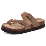 Gacimy Women Fashion Thick Sole Leather Clogs Slippers Classic Women's Mules Cork Clogs Slipper Outdoor Deep Heels Shoes Sandal
