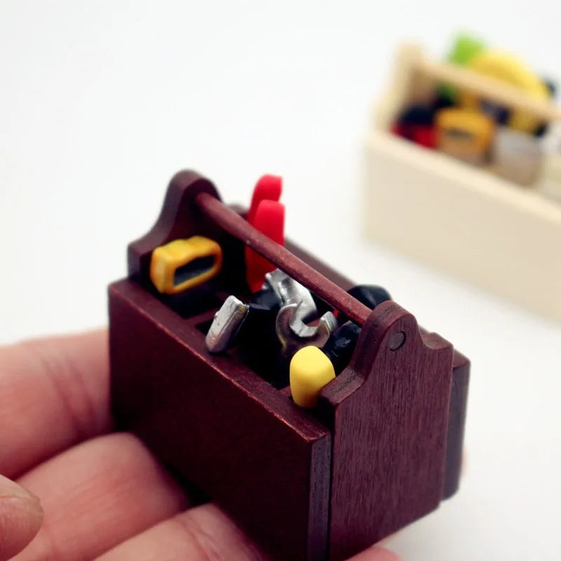 Dollhouse Mini Wooden Coffee Toolbox Miniature Food Play Scene Model Photography Decoration Small Ornaments