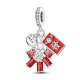 Red Series 925 Sterling Silver Koi Firecracker Dragon Heart Mushroom Coffee Machine Charm Fit DIY Bracelet Necklace Niche Gifts