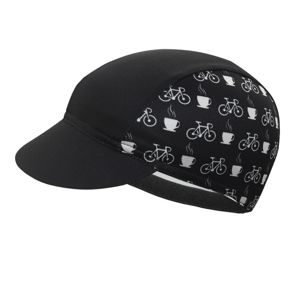 Black Cycling Cap Funny Road Bicycle Hat Cartoon Bike Headwear Men and Women Coffee & Beer Gorra Ciclismo