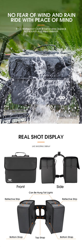 WEST BIKING Bicycle Bag 36L Multifunctional Saddle Bag Waterproof MTB Bike Rack Bag Travel 2 In 1 Big Capacity Bicycle Rear Bag