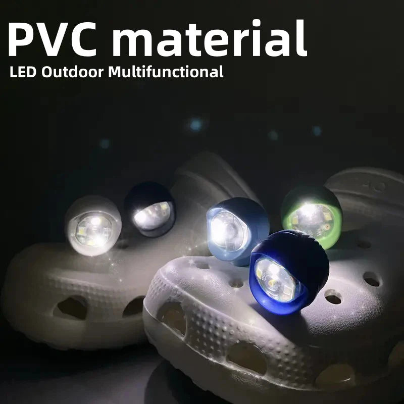 2PCS Shoe Lights PVC LED Headlight Shoe Charms Accessories for Night Rides Outdoor Activities Slipper Button 3 Lighting Modes