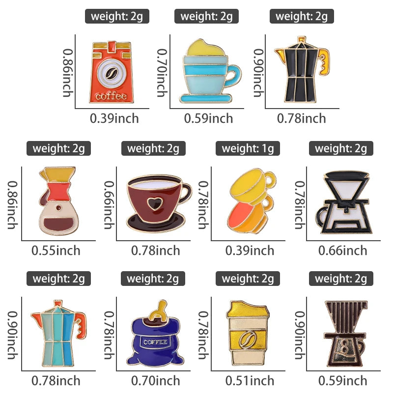 Coffee Cup Collection Enamel Pins Custom Coffee Machine Beans Mug Brooches Lapel Badges Party Jewelry Gifts Wholesale