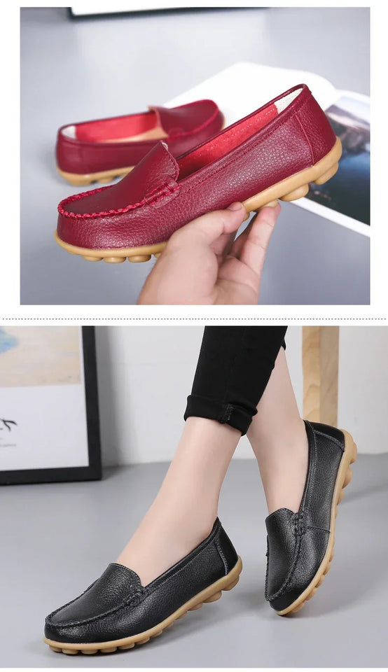 Women Flats Ballet Shoes Woman Cut Out Leather Breathable Moccasins Women Boat Shoes Ballerina Ladies Casual Shoes