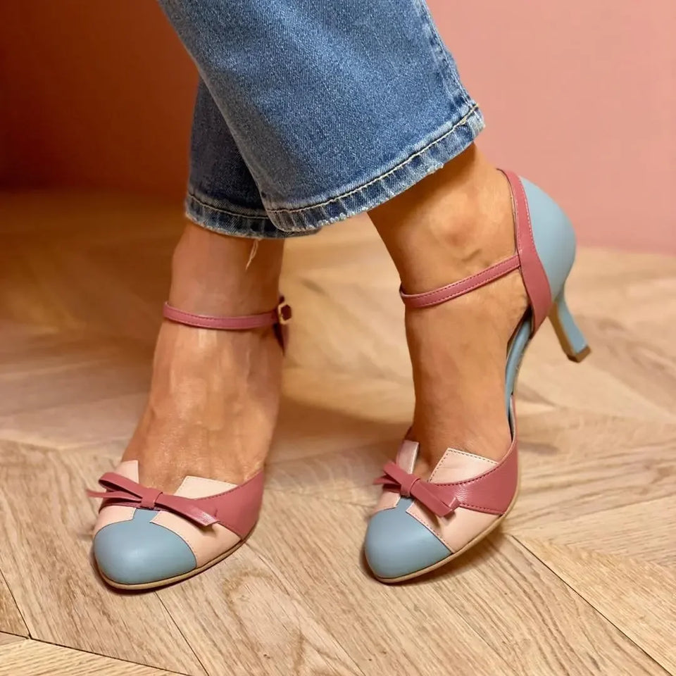 Summer High-heeled Sandals for Women's Fashion Color Blocking 40-43 Plus Buckle Strap Hollow Sandals Women Shoes