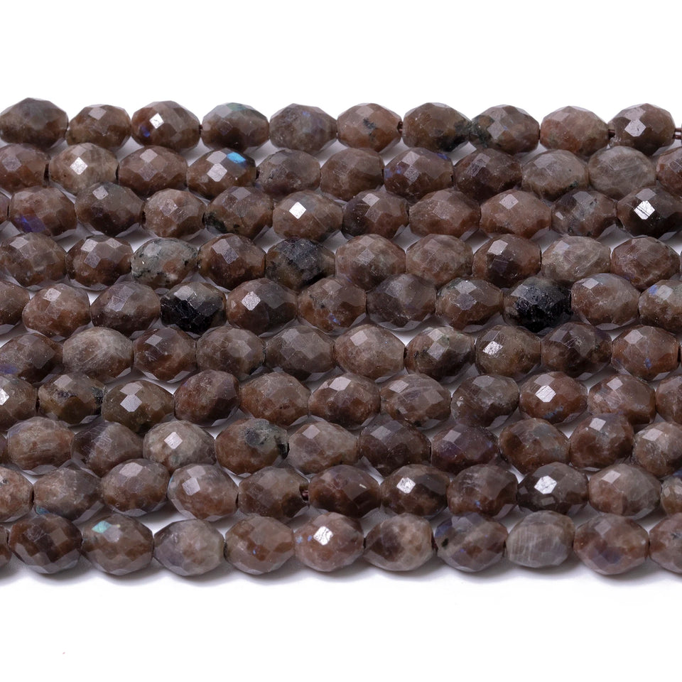 5x6mm Natural Stone Coffee Labradorite Faceted Rice Shape Beads For Jewelry Making Handmade Bracelet Party Gift DIY Accessories