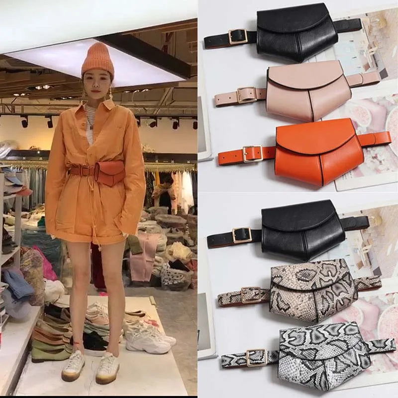 Women's Snake Waist Bag Heart Shaped Belt Bags Brand Designer Fanny Pack PU Leather Crossbody Chest Bag Fashion Small Hip Purse